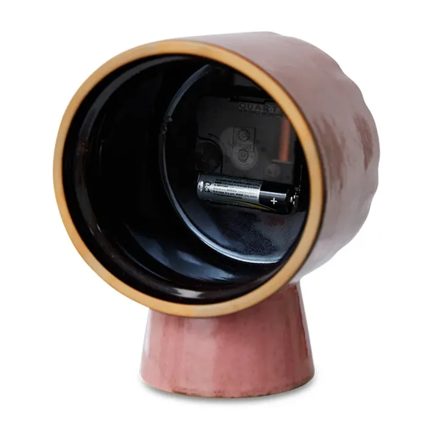 HKliving Retro keramische klok 16,2 cm, Pink< Tafelklokken