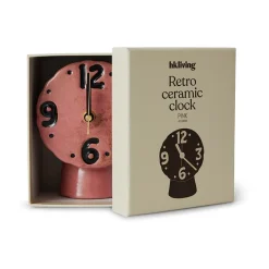 HKliving Retro keramische klok 16,2 cm, Pink< Tafelklokken
