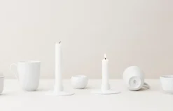 Lyngby Porcelæn Rhombe kandelaar 3 cm, Wit< Kandelaars