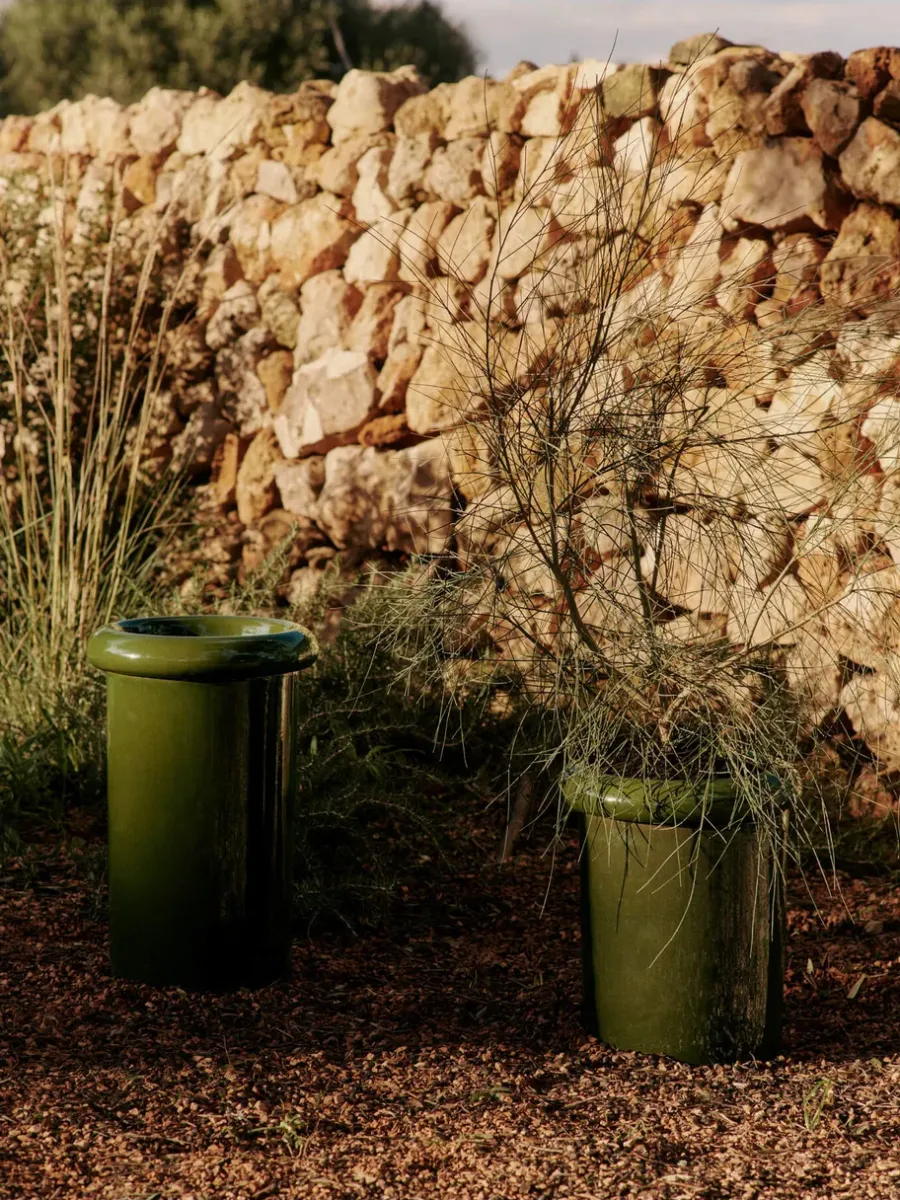 Ferm Living Rollo pot Ø31x46 cm, Moss Green< Bloempotten