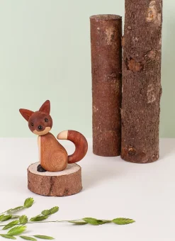 Spring Copenhagen Roxy vos decoratie 10 cm, Mahonie< Houten Beelden