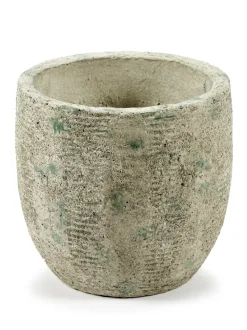 Serax Rustic pot gestreept M 20,5 cm, Grey< Bloempotten