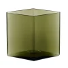 Iittala Ruutu vaas 20,5 x 18 cm, mosgroen< Vazen