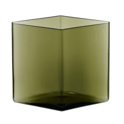 Iittala Ruutu vaas 20,5 x 18 cm, mosgroen< Vazen