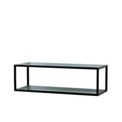 Scherlin Schoenenrek 11, zwarte lak, zinken blad, 2 niveaus< Schoenenrekken