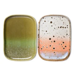 HKliving 70's dienblad klein 2-pack, Asteroids / Grass< Decoratieve Accessoires|Decoratieve Dienbladen