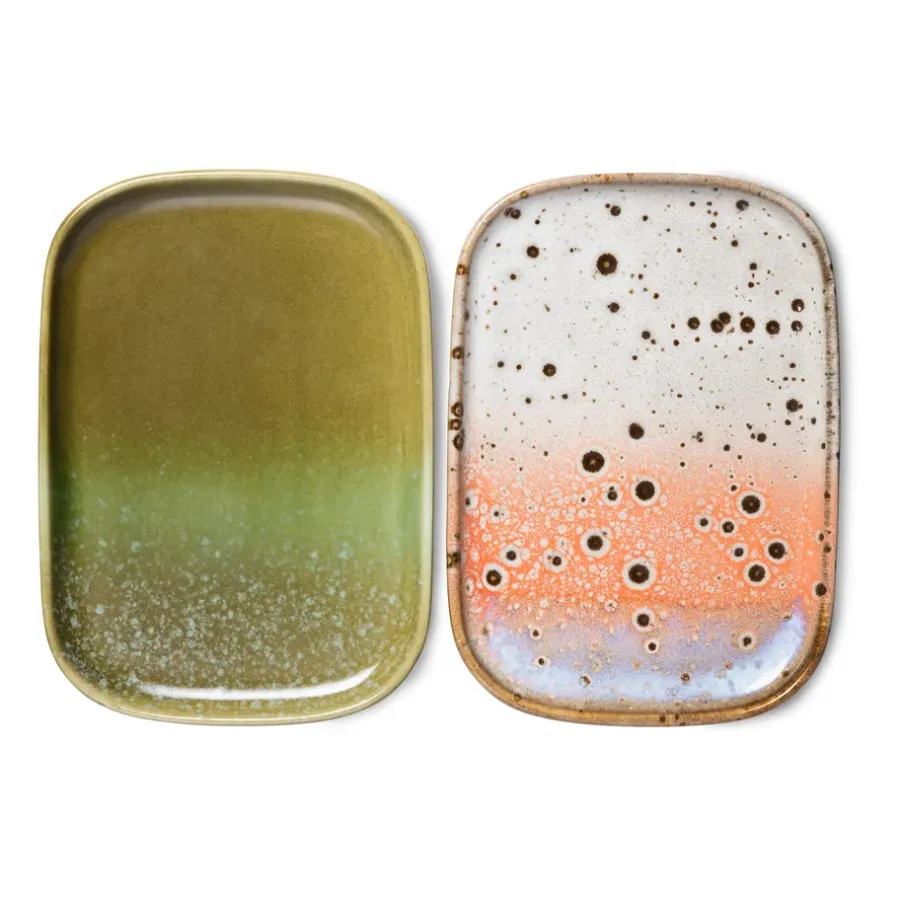 HKliving 70's dienblad klein 2-pack, Asteroids / Grass< Decoratieve Accessoires|Decoratieve Dienbladen