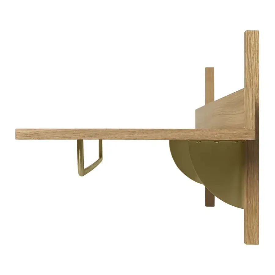 Ferm Living Sector plank met stang 37x87 cm, Oak-brass< Garderobehaken & Hoedenplanken