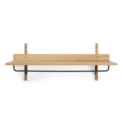 Ferm Living Sector plank met stang 37x87 cm, Oak-black brass< Garderobehaken & Hoedenplanken