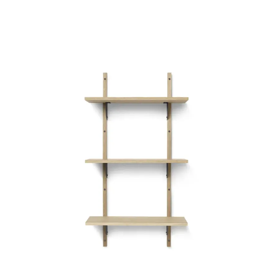 Ferm Living Sector plank triple narrow, natural oak, s/l, zwart messing< Planken & Planksystemen