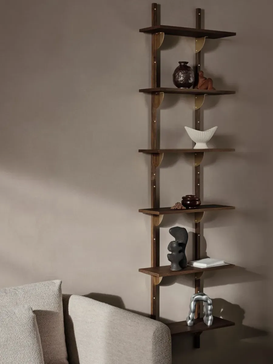 Ferm Living Sector plank triple narrow, Smoked Oak, brass< Planken & Planksystemen