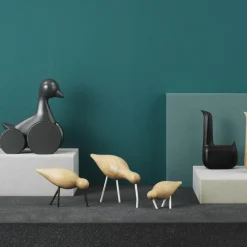 Normann Copenhagen Shorebird eikenhout-wit, groot< Houten Beelden