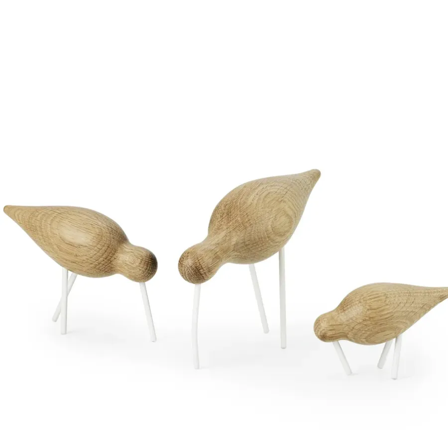 Normann Copenhagen Shorebird eikenhout-wit, groot< Houten Beelden