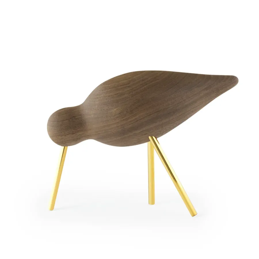 Normann Copenhagen Shorebird walnoot-messing, Middel< Houten Beelden