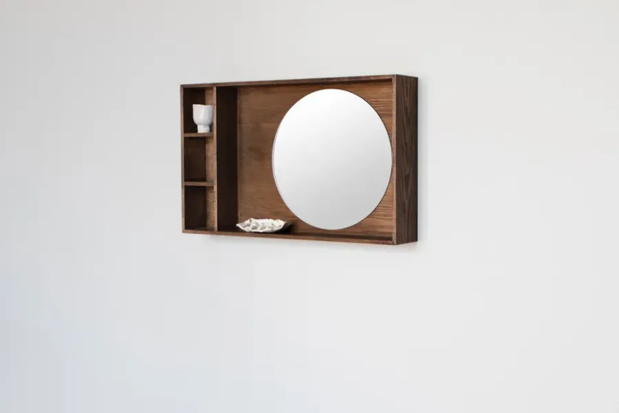 Mette Ditmer Show-me spiegel met plank small, Dark oiled< Wandspiegels