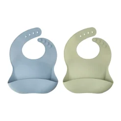 Scandi Living Silly slabbetje siliconen 2-pack, Green-blue< Kinderkamer Interieuraccessoires|Kinderkamer Interieuraccessoires