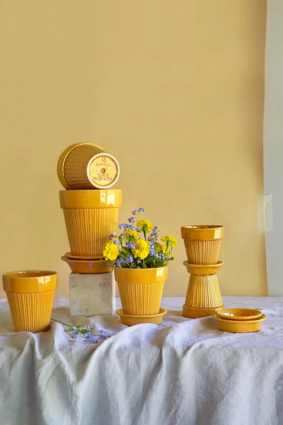 Bergs Potter Simona bloempot geglazuurd Ø18 cm, Yellow< Bloempotten