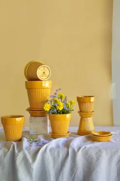 Bergs Potter Simona bloempot geglazuurd Ø12 cm, Yellow< Bloempotten