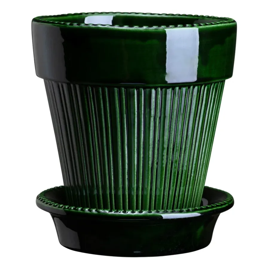 Bergs Potter Simona bloempot geglazuurd Ø12 cm, Green< Bloempotten