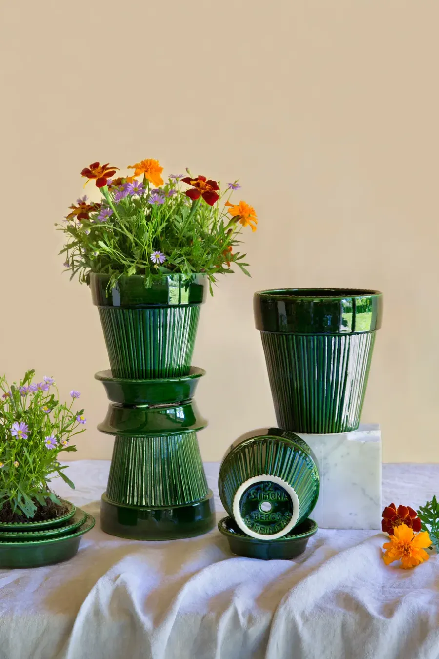 Bergs Potter Simona bloempot geglazuurd Ø12 cm, Green< Bloempotten