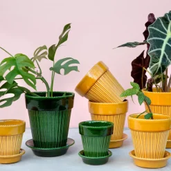 Bergs Potter Simona pot geglazuurd Ø16 cm, Geel< Bloempotten