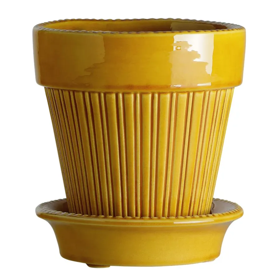 Bergs Potter Simona pot geglazuurd Ø14 cm, Geel< Bloempotten