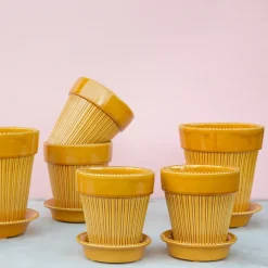 Bergs Potter Simona pot geglazuurd Ø14 cm, Geel< Bloempotten