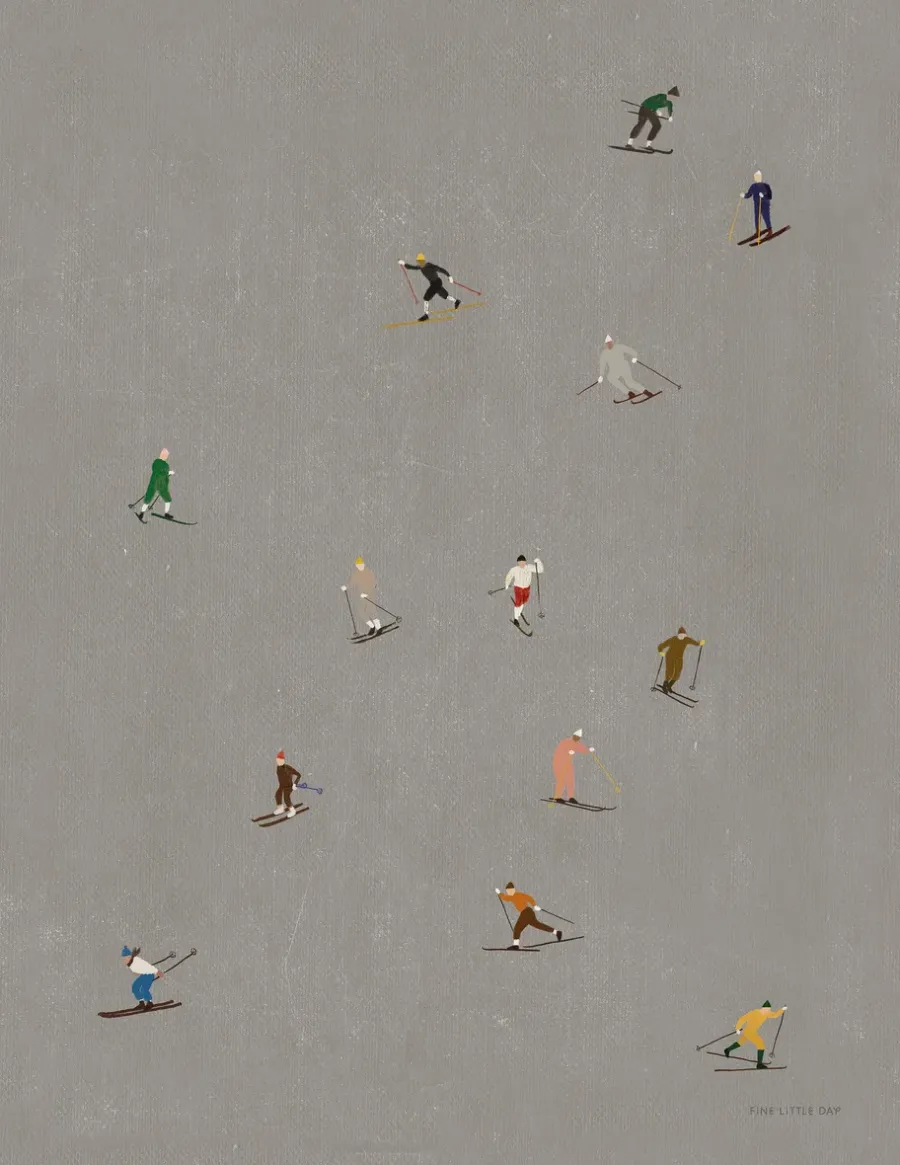 Fine Little Day Skiers poster 40x50 cm, Grijs< Posters|Kerstdecoraties