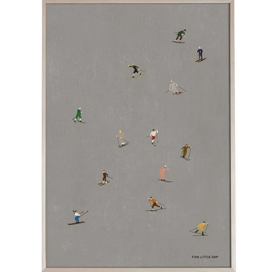 Fine Little Day Skiers poster 50x70 cm, Grijs< Posters|Kerstdecoraties