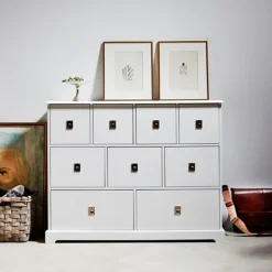 Mavis Smögen dressoir, wit, 4 laden, chroom< Ladekasten & Ladeblokken