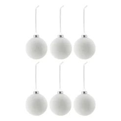 Scandi Living Snowing kerstballen 6-pack, White< Kerstdecoraties