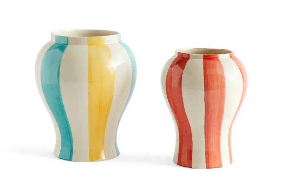 HAY Sobremesa stripe vaas L 25 cm, Green-yellow< Vazen