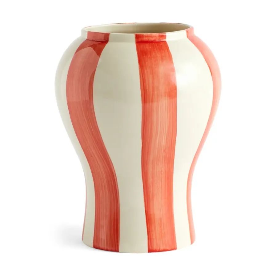 HAY Sobremesa stripe vaas S 22 cm, Red< Vazen