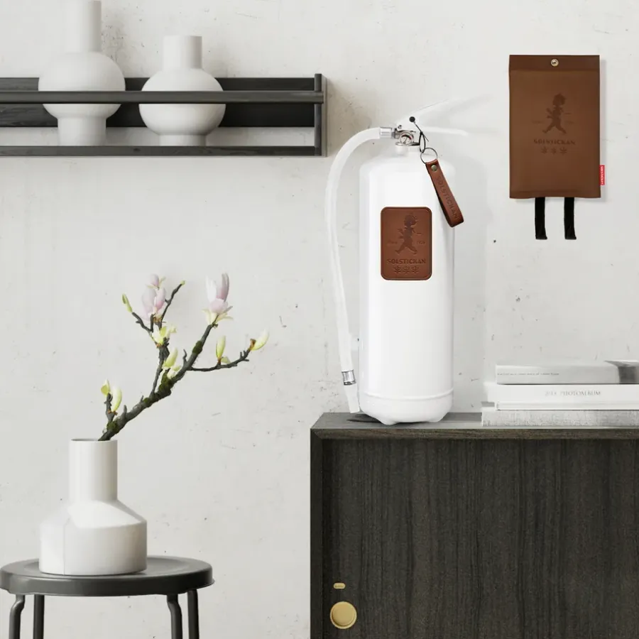 Solstickan Design Solstickan brandblusser 6 kg, Wit-donkerbruin leer< Blusdekens & Brandblussers