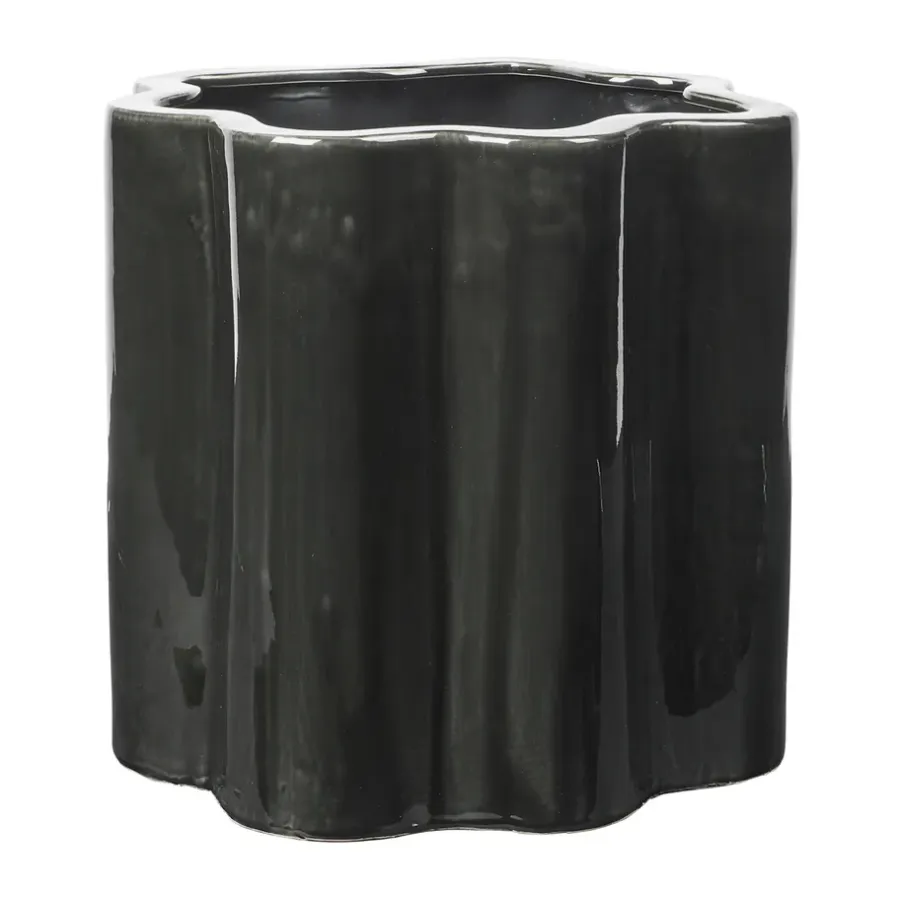 Broste Copenhagen Sonja bloempot H:36 cm, Dark green< Bloempotten