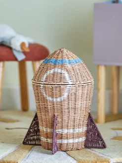 Bloomingville Space rattan mand met deksel 31x35 cm, Natuur< Opbergoplossingen Voor De Kinderkamer|Opbergmanden