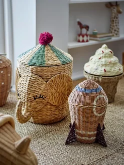 Bloomingville Space rattan mand met deksel 31x35 cm, Natuur< Opbergoplossingen Voor De Kinderkamer|Opbergmanden
