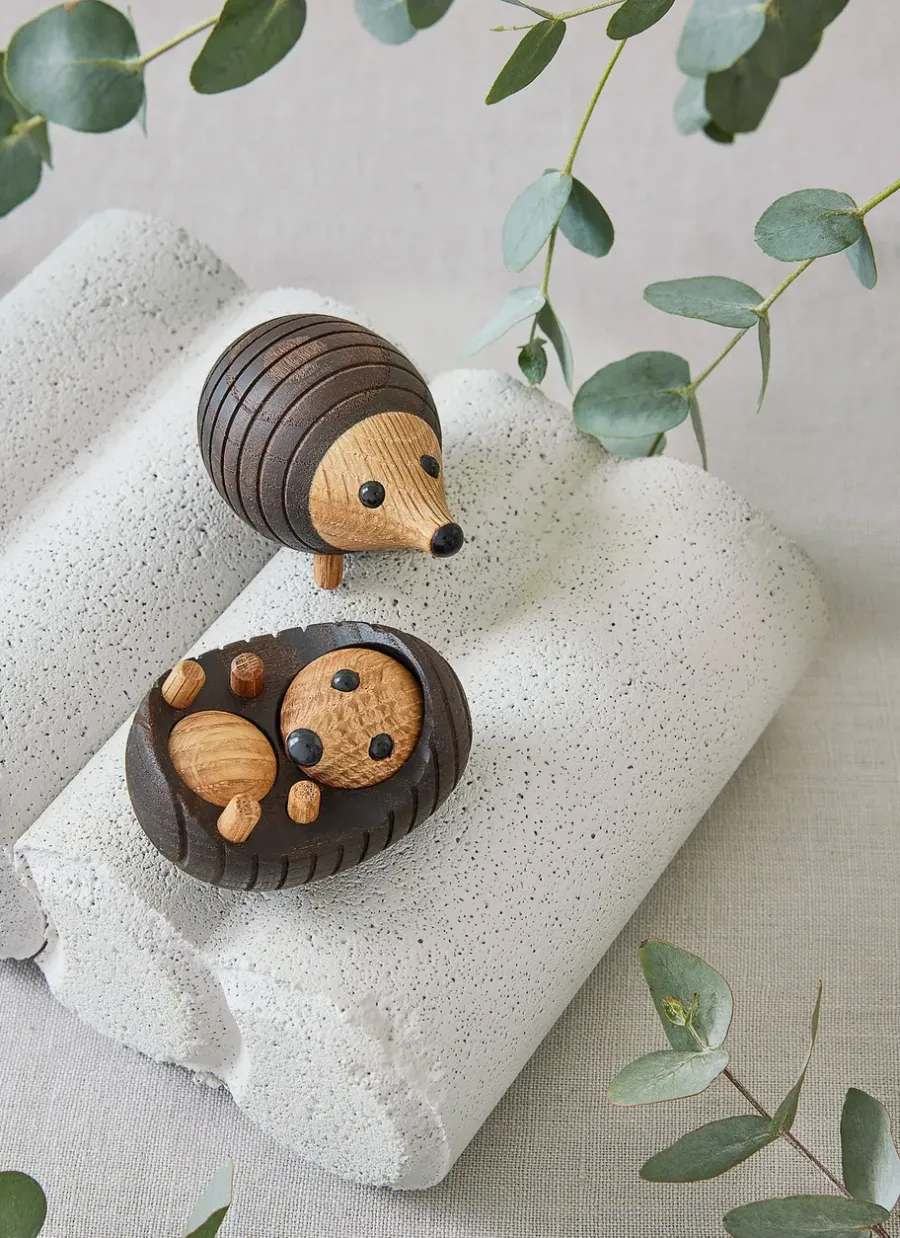 Spring Copenhagen Spike egel decoratie 4 cm, Thermo Ash< Houten Beelden