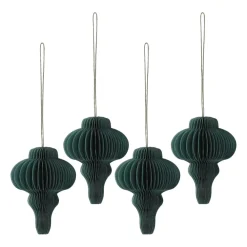 Scandi Living Spira kerstballen 4-pack, Forest Green< Kerstdecoraties