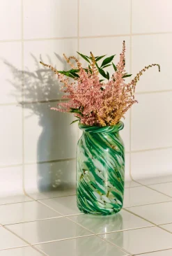 HAY Splash Roll Neck vaas S 20,5 cm, Green swirl< Vazen
