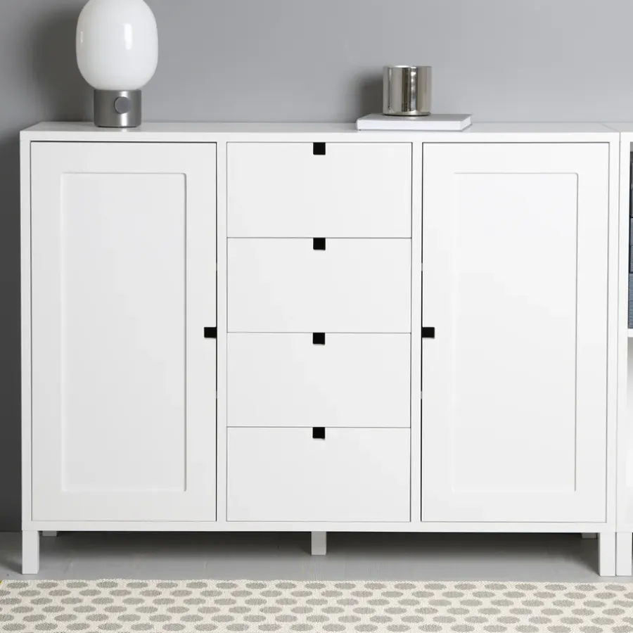 1898 Square dressoir, wit< Ladekasten & Dressoirs