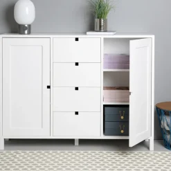 1898 Square dressoir, wit< Ladekasten & Dressoirs