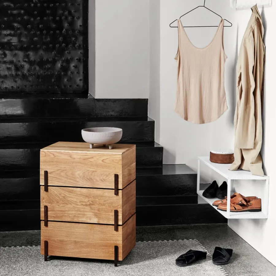 Kristina Dam Studio Stack opbergdoos, oak, 3-delig, donker geoliede walnoothouten poten< Dozen & Boxen