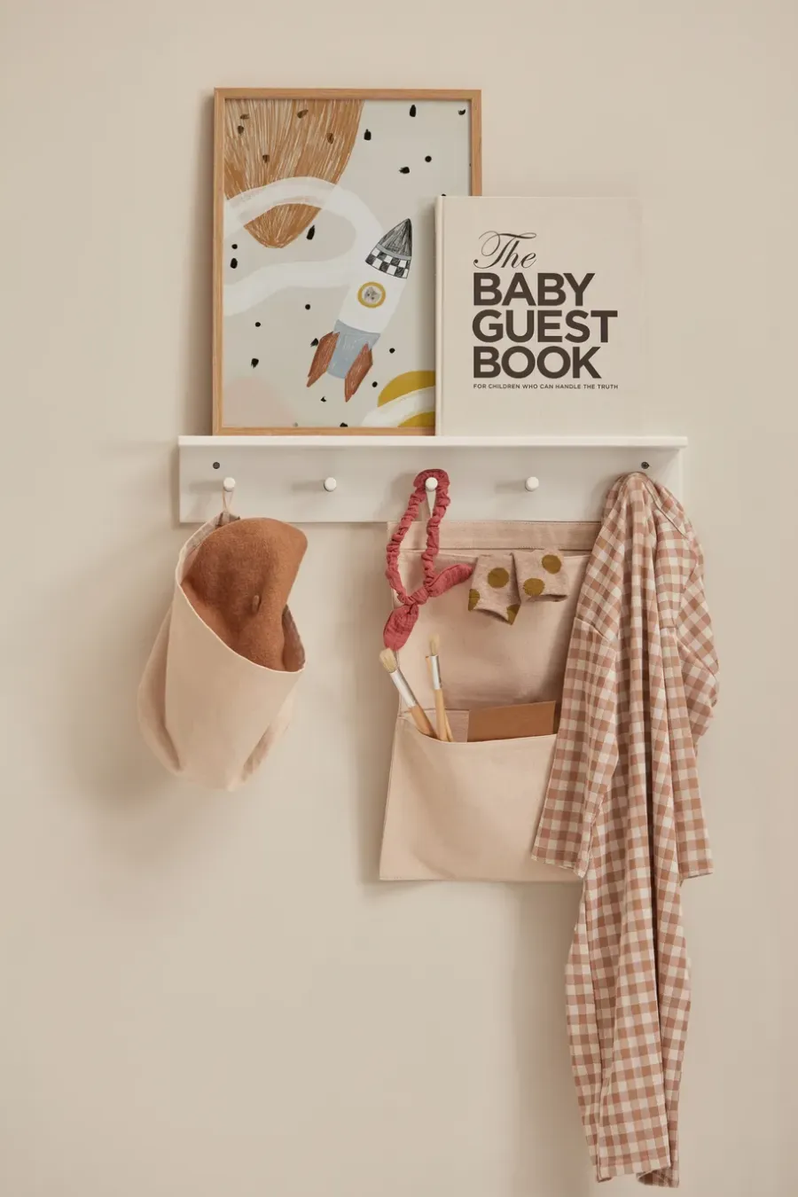 Kid's Concept Star plank met haken, Wit< Haken & Hangers