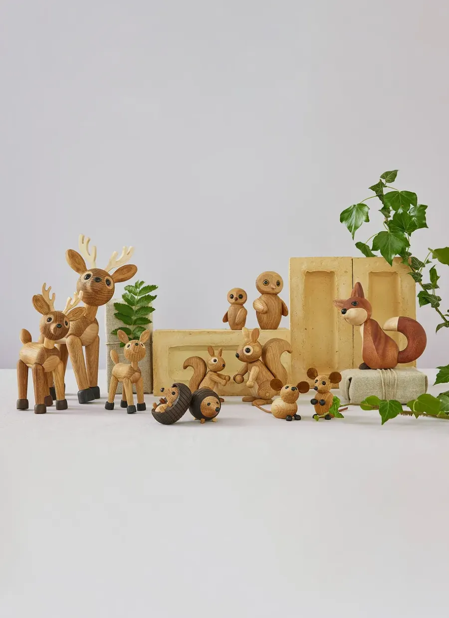 Spring Copenhagen Stick egel decoratie 4,5 cm, Thermo Ash< Houten Beelden