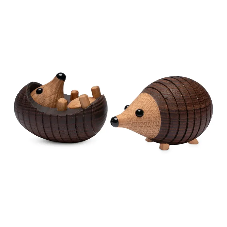 Spring Copenhagen Stick egel decoratie 4,5 cm, Thermo Ash< Houten Beelden