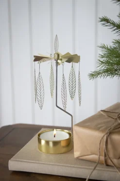 Pluto Design Stig L Salix draaiende waxinelichtjeshouder medium, Goud< Kerstdecoraties