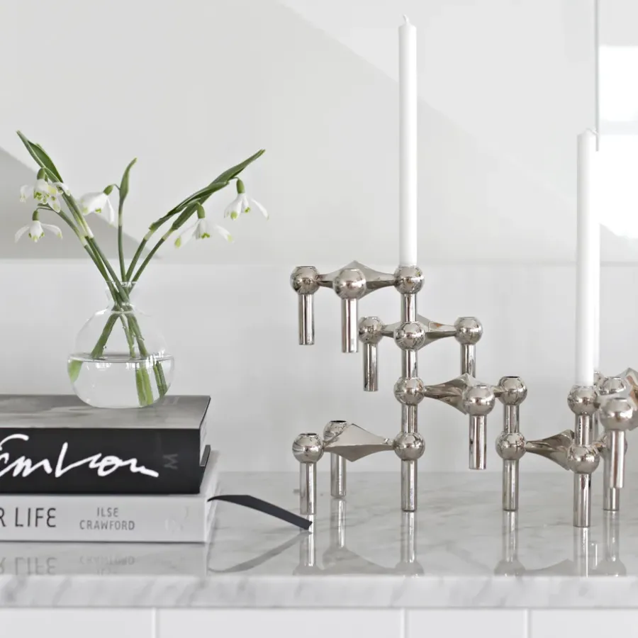 STOFF Nagel kandelaar 3-pack, chroom< Kandelaars