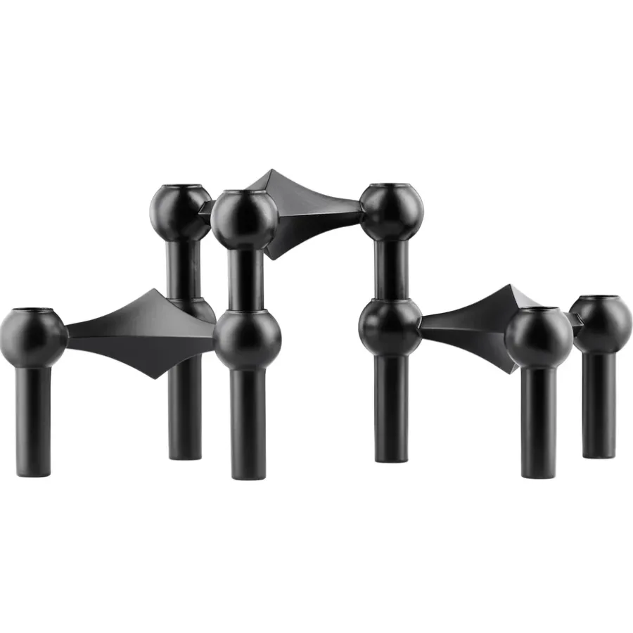 STOFF Nagel kandelaar 3-pack, zwart< Kandelaars