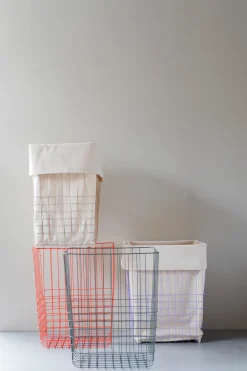 Mette Ditmer Store-it opbergmand met katoenen zak large, Oranje< Opbergmanden